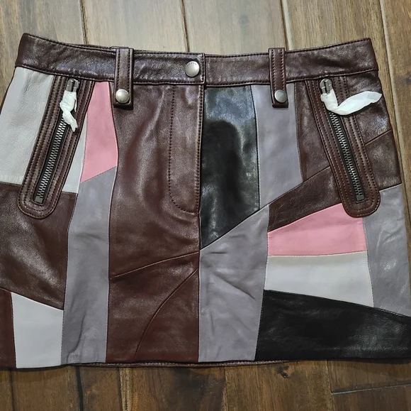 Coach Patchwork Mini Leather Skirt